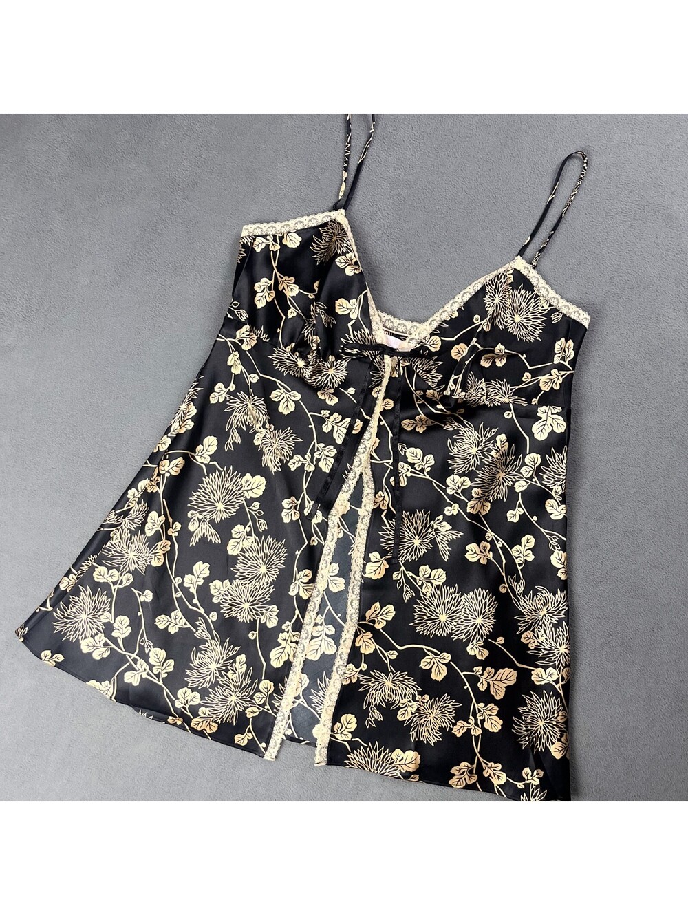 Y2K Victoria's Secret Negligee, Black and Tan Floral